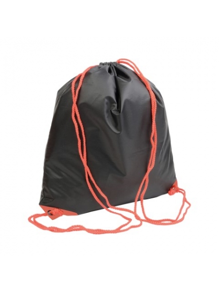 Zaino sacca nero in poliestere 135 gr - cm 37x40 con cordini colorati