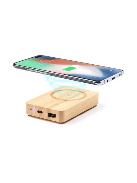 Power bank wireless in bamboo personalizzato Dobson 5000 mAh