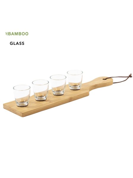 Vassoio in bamboo con bicchierini per shot Lolaf