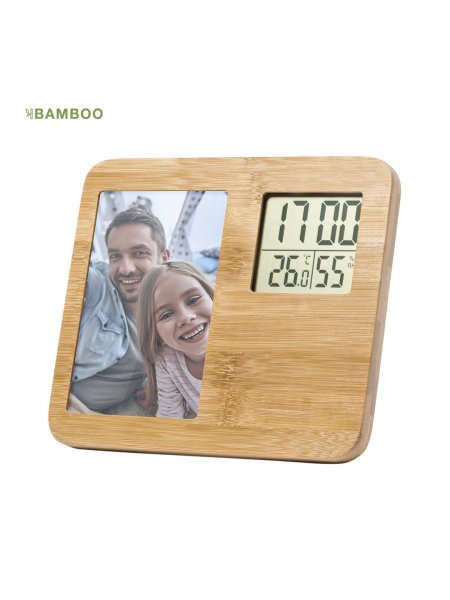 Stazione meteo in bamboo con portafoto personalizzato Krent