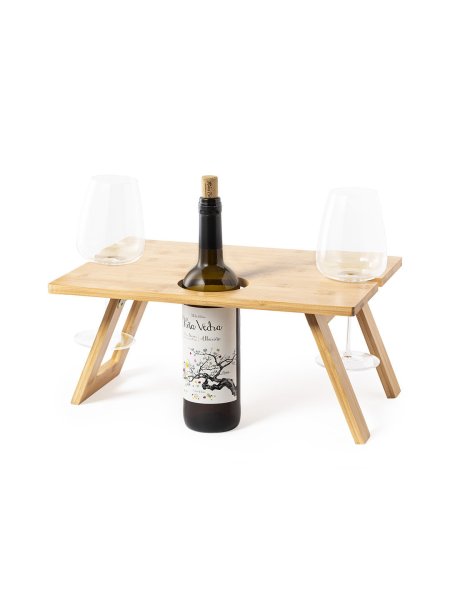 Mini tavolo pieghevole in bamboo per vino personalizzato Zarbok