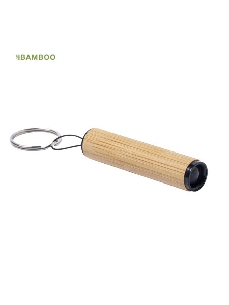 Portachiavi eco in bamboo con torcia personalizzato Vulko