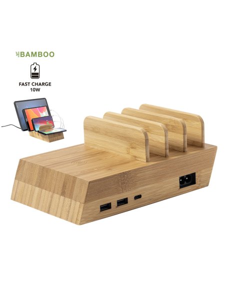 Stazione di ricarica telefono wireless eco multifunzione personalizzata Lupint