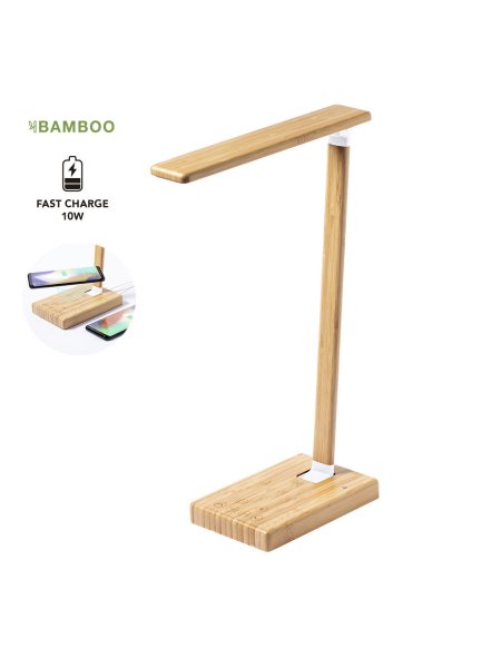 Lampada in bamboo con caricabatteria wireless personalizzato Sleya
