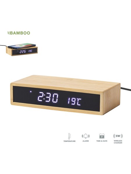 Orologio multifunzione in bamboo personalizzato Islum