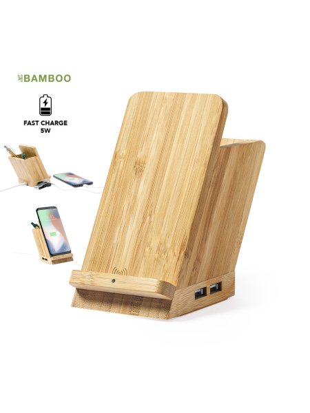Portapenne multifunzione in bamboo personalizzato Bloxem