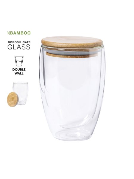Bicchiere in vetro borosilicato termico personalizzato Tobby 350 ml