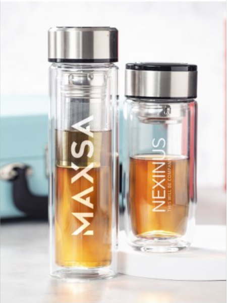 Thermos in vetro borosilicato personalizzato Bekins 390 ml