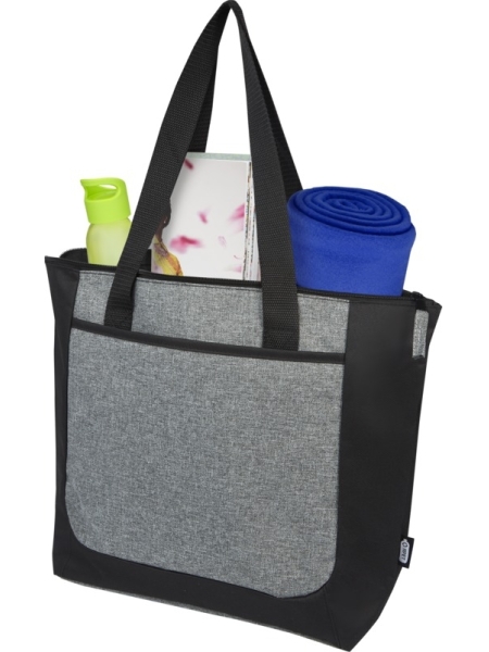 Borsa da viaggio con zip in materiale riciclato certificato personalizzato GRS Reclaim