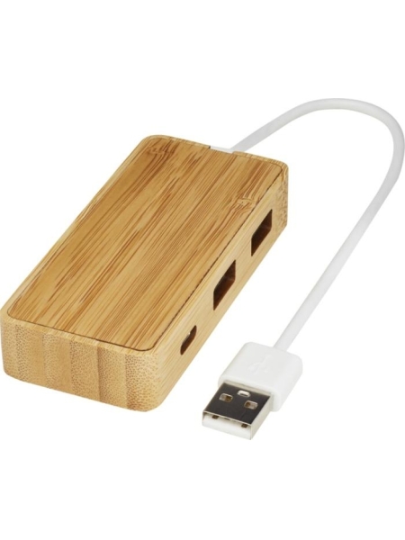 Hub USB 2 porte in bamboo personalizzato Tapas
