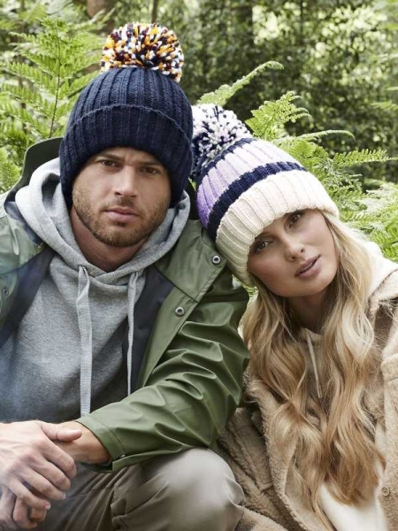 Cappello con pompon da adulto invernale personalizzato Beechfield Hygge Beanie