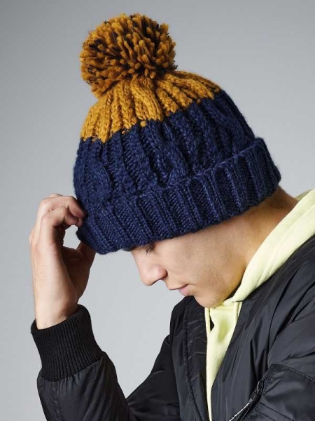 Berretto in maglia invernale con pon pon adulto personalizzato Beechfield Apres Beanie