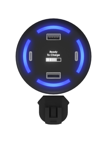 Caricabatterie multiplo smart home con logo luminoso SCX.design H11