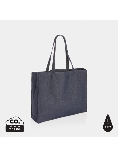 Shopper ecologica in denim riciclato personalizzata Impact AWARE™ Celeste 49 x 37 x 14 cm.