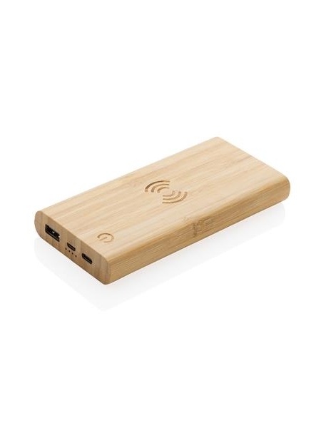 Power bank wireless in bamboo personalizzato Brian 8000 mAh