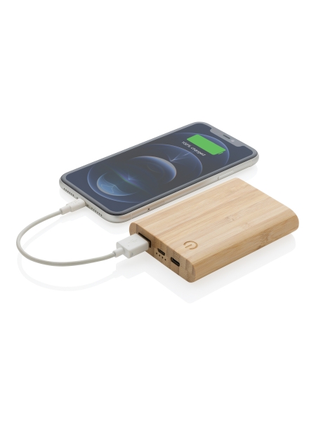 Power bank in bamboo personalizzato Brandt 5000 mAh