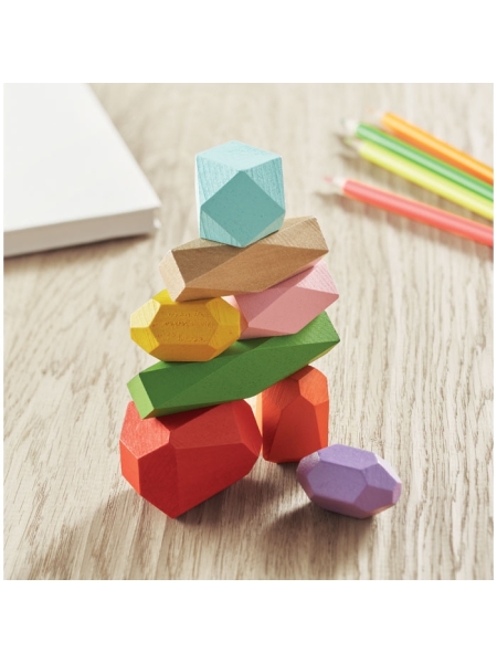 Set 8 rocce in legno da scrivania impilabili