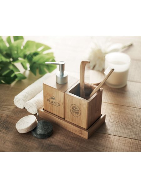Set accessori bagno 3 pz in bamboo