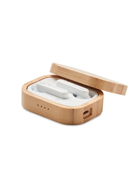 Auricolari TWS con custodia in bamboo