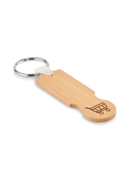 Portachiavi in legno di bamboo con gettone in euro