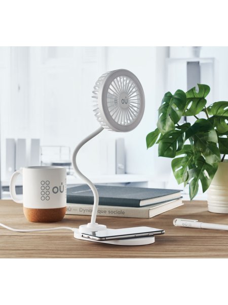 Ventilatore da tavolo con luce e caricatore wireless