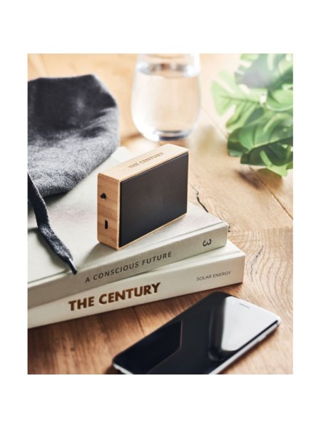 Casse bluetooth ad energia solare in bamboo personalizzate Solae
