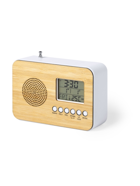 Stazione meteo con radiosveglia personalizzata Bamboo Radio