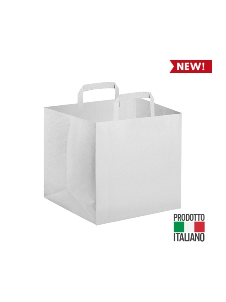 Buste take away di carta con maniglia piatta personalizzate