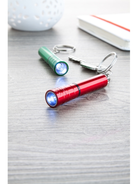 Mini torcia portachiavi in plastica con luce LED bianca