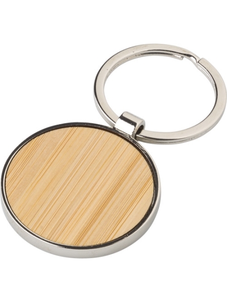 Portachiavi tondo in bamboo e metallo Tillie