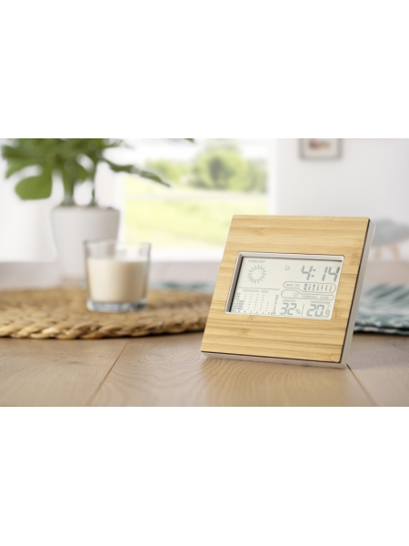 Stazione meteorologica in bamboo, ABS e vetro Lia