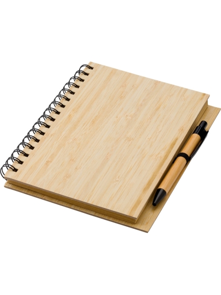 Taccuino A5 ad anelli con penna in bamboo personalizzato Carmen