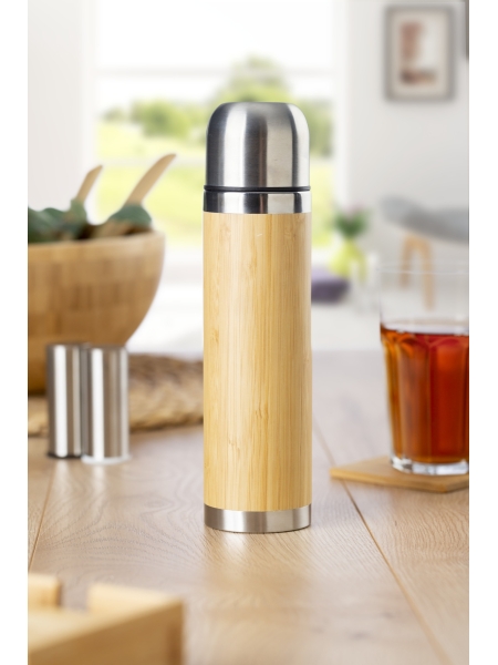 Thermos in acciaio e bamboo personalizzato Frederico 400 ml