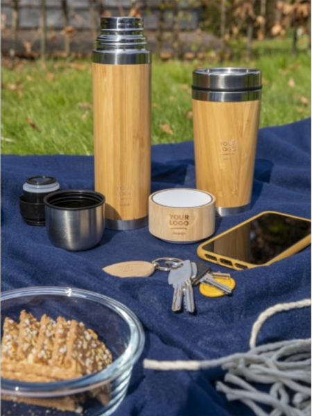 Tazze con coperchio termiche a doppia parete in bamboo 400 ml Sabine