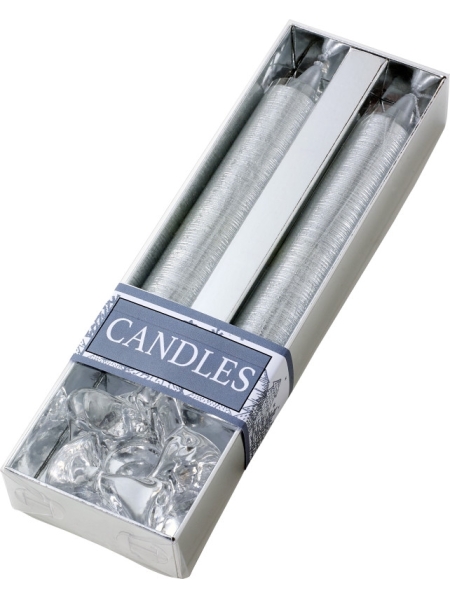 Kit candele glitterate natalizie, supporto di vetro Alexia