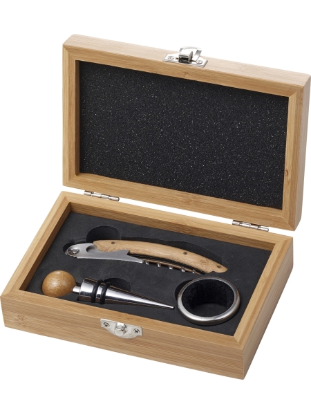 Set vino in bamboo ed acciaio inox Leonie