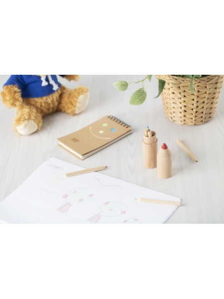 Kit disegno con 6 matite colorate in legno personalizzato Francis