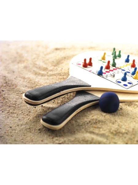 Racchettoni spiaggia con giochi da tavolo in legno Colby