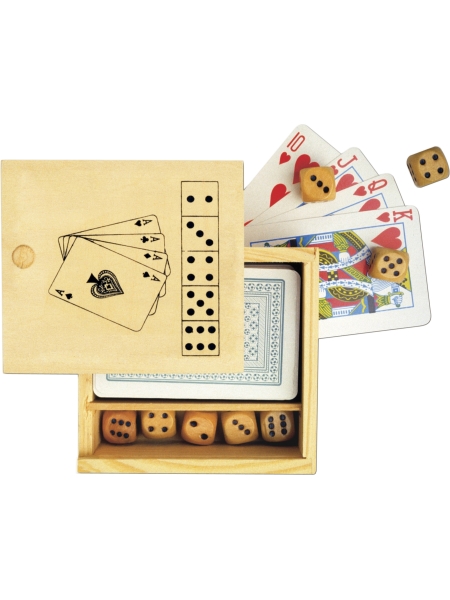 Kit con giochi da tavolo in legno personalizzato Myriam