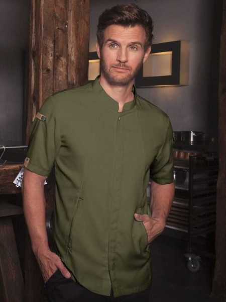 Giacca da chef per uomo personalizzata Karlowsky Chefs Jacket Short-Sleeve Green Generation