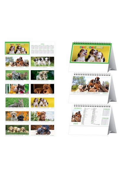 Calendari da tavolo Cani e Gatti cm 19x14,2