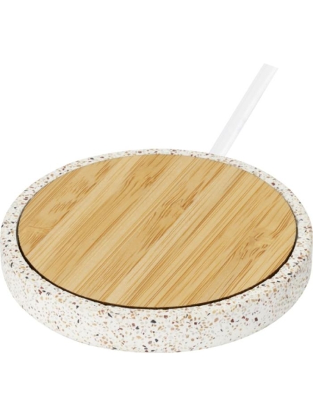 Caricabatterie wireless in bamboo e cemento personalizzato Terrazzo