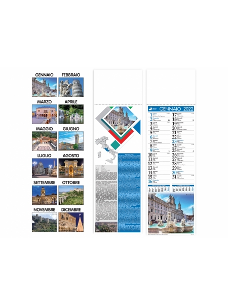 Calendari silhouette illustrati Città d'Italia cm 14x47