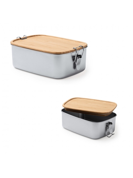 Contenitori porta pranzo personalizzabili in acciaio inox e bamboo Malesi