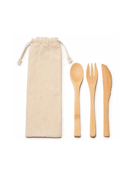 Set posate bamboo naturale