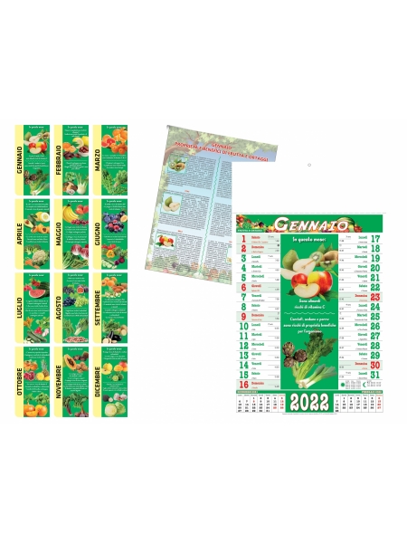 Calendari Olandesi illustrati Frutta e Verdura cm 28,8x47