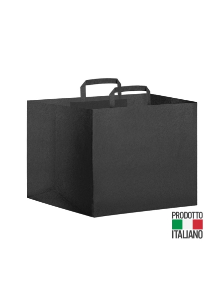 Buste carta kraft con maniglia piatta White Black Take Away 32 x 22 x 33 cm