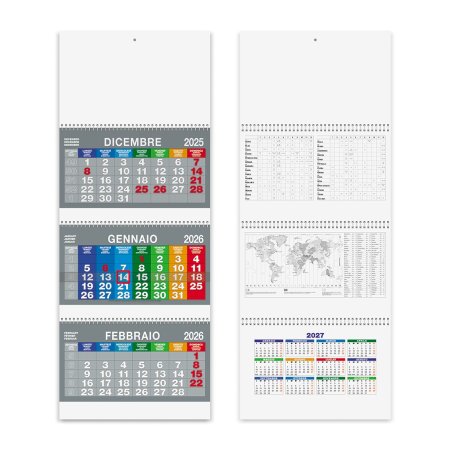 Calendario trittico personalizzato 3 spirali Spiral Color 31 x 86 cm