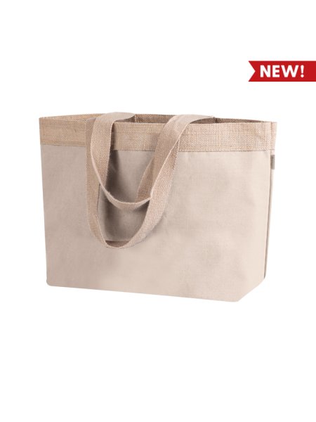Shopper bag in cotone e Juta personalizzata Maya 48 x 35 x 15 cm