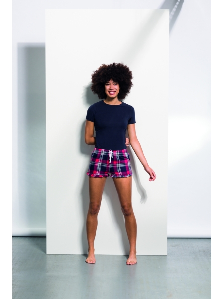 Pantaloncino da donna personalizzato Skinnifit a motivo tartan
